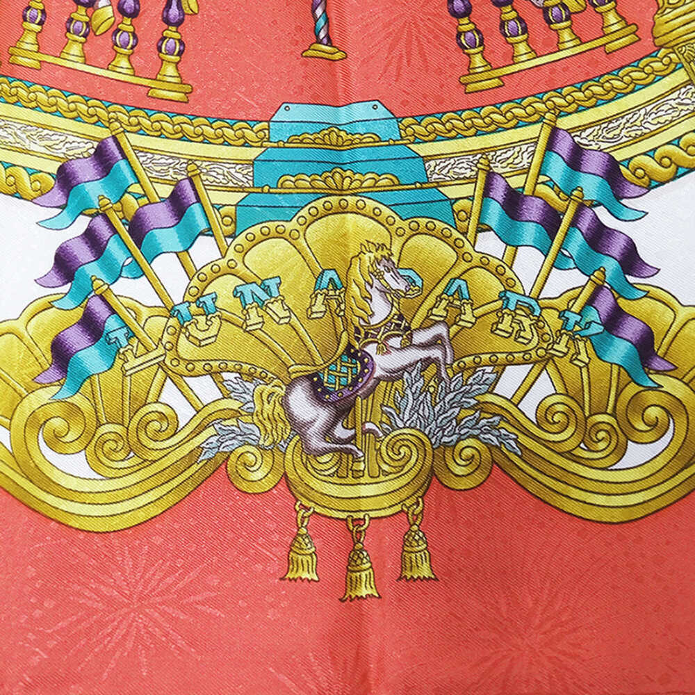HERMES Authentic Red Silk Scarf - Picture 4 of 6